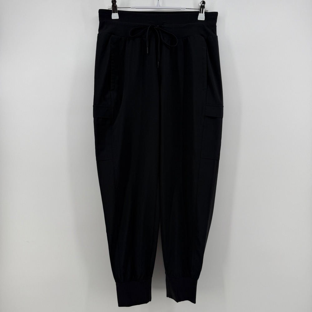 CALIA Women Black Cargo Jogger Pants Elastic Waist Drawstring Size S